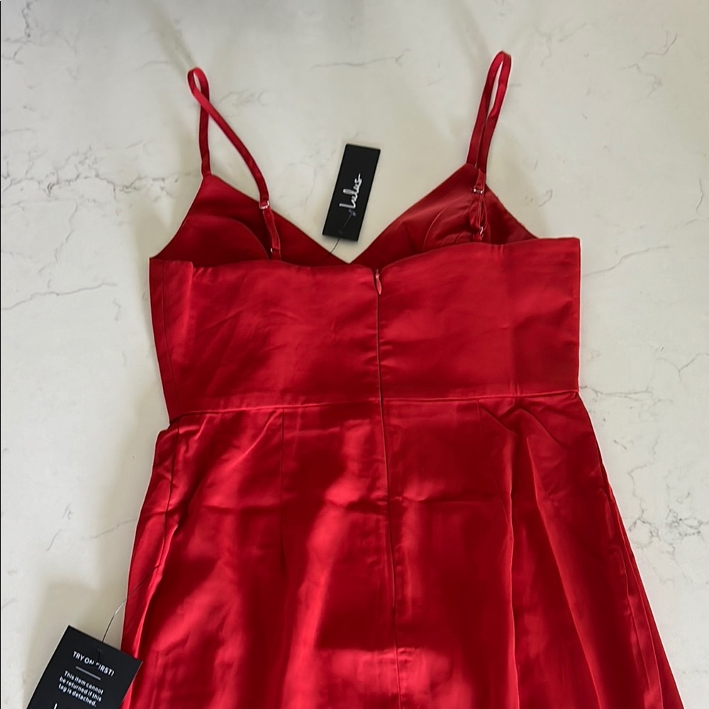 Lulu's Red High Low Slit Wrap dress - Picture 4 of 4